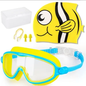 2025 Wholesale Children Kid Competition Fashionable Sports Waterproof UV Protection Swim Goggles with Cap Set